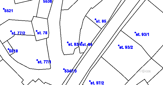Parcela st. 84 v KÚ Vizovice, Katastrální mapa