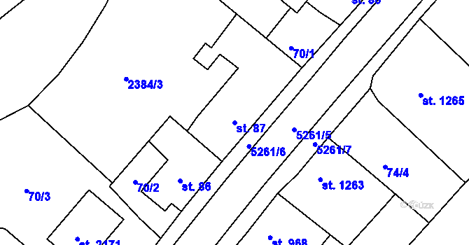 Parcela st. 87 v KÚ Vizovice, Katastrální mapa