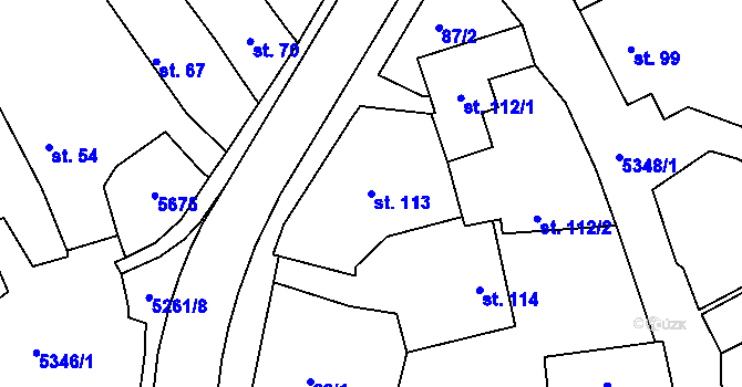 Parcela st. 113 v KÚ Vizovice, Katastrální mapa