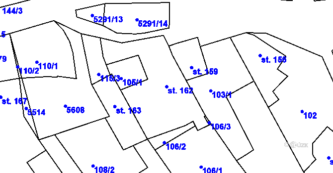 Parcela st. 162 v KÚ Vizovice, Katastrální mapa