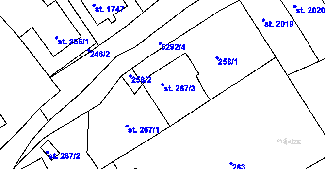 Parcela st. 267/3 v KÚ Vizovice, Katastrální mapa