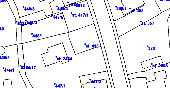 Parcela st. 415 v KÚ Vizovice, Katastrální mapa
