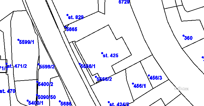 Parcela st. 425 v KÚ Vizovice, Katastrální mapa