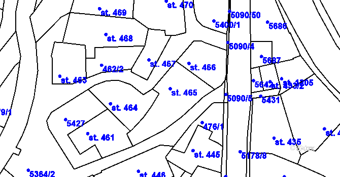 Parcela st. 465 v KÚ Vizovice, Katastrální mapa