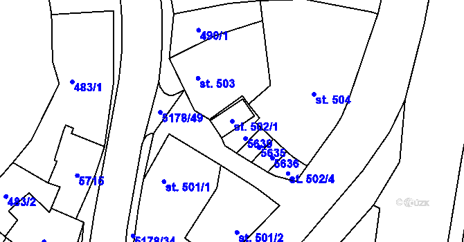 Parcela st. 502/1 v KÚ Vizovice, Katastrální mapa