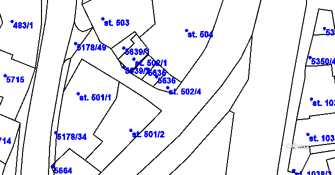 Parcela st. 502/4 v KÚ Vizovice, Katastrální mapa