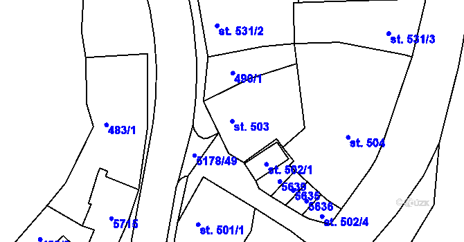 Parcela st. 503 v KÚ Vizovice, Katastrální mapa