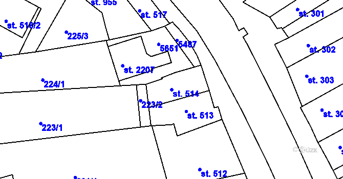 Parcela st. 514 v KÚ Vizovice, Katastrální mapa