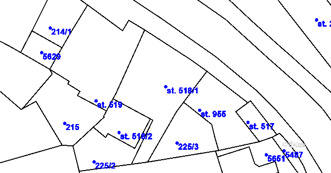 Parcela st. 518/1 v KÚ Vizovice, Katastrální mapa