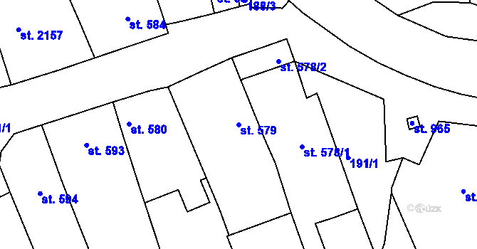 Parcela st. 579 v KÚ Vizovice, Katastrální mapa