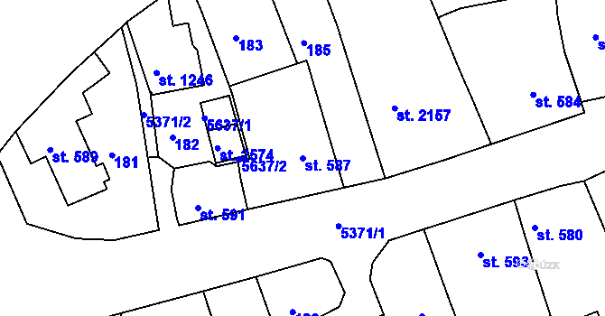 Parcela st. 587 v KÚ Vizovice, Katastrální mapa
