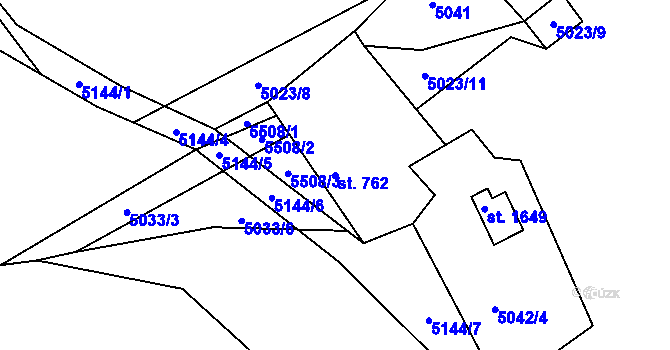 Parcela st. 762 v KÚ Vizovice, Katastrální mapa
