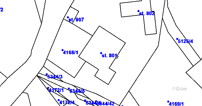 Parcela st. 801 v KÚ Vizovice, Katastrální mapa
