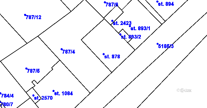 Parcela st. 878 v KÚ Vizovice, Katastrální mapa