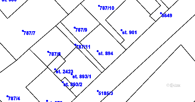 Parcela st. 894 v KÚ Vizovice, Katastrální mapa