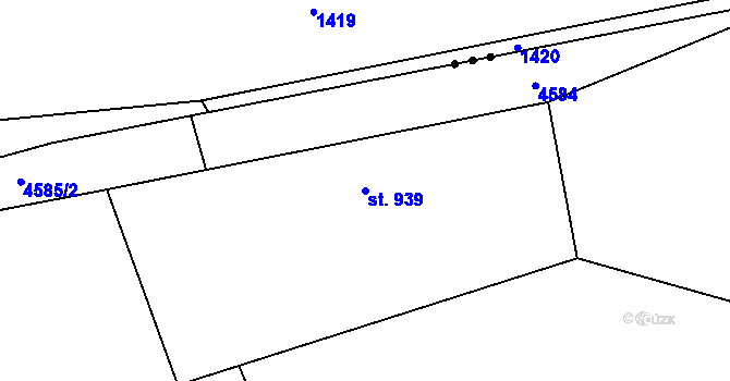 Parcela st. 939 v KÚ Vizovice, Katastrální mapa