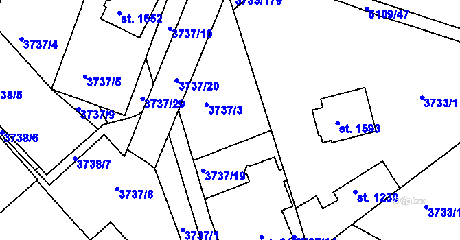 Parcela st. 943 v KÚ Vizovice, Katastrální mapa