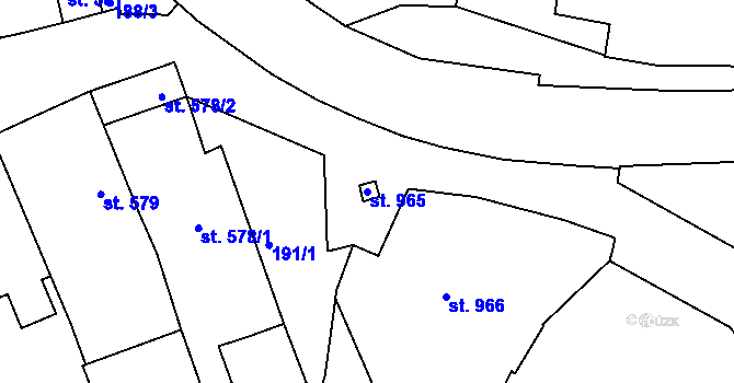 Parcela st. 965 v KÚ Vizovice, Katastrální mapa