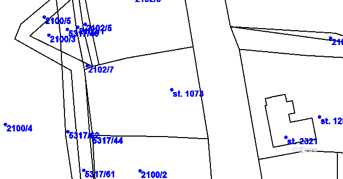 Parcela st. 1073 v KÚ Vizovice, Katastrální mapa