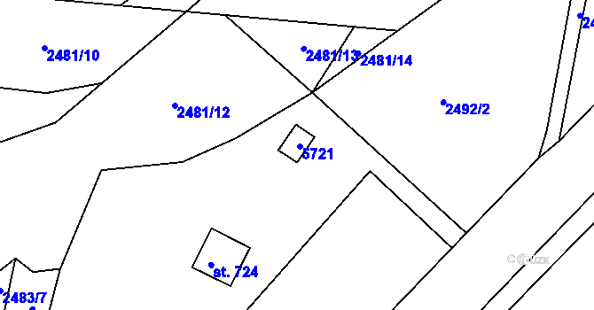 Parcela st. 1139 v KÚ Vizovice, Katastrální mapa