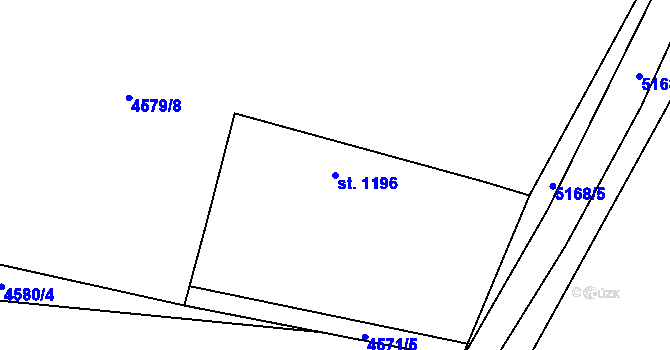 Parcela st. 1196 v KÚ Vizovice, Katastrální mapa