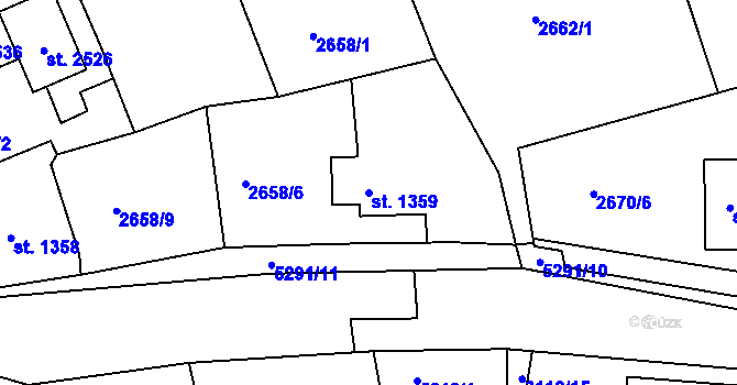 Parcela st. 1359 v KÚ Vizovice, Katastrální mapa