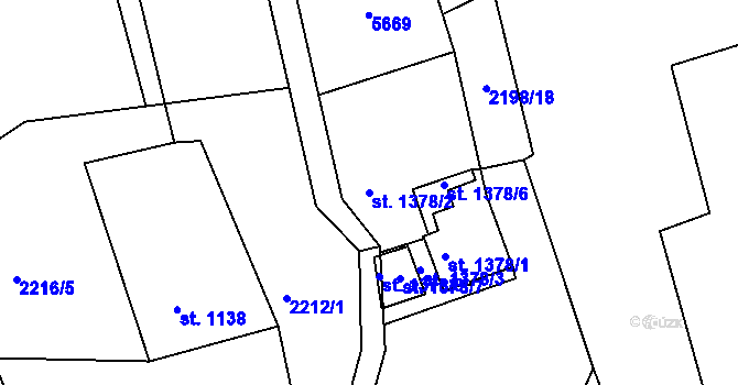 Parcela st. 1378/2 v KÚ Vizovice, Katastrální mapa