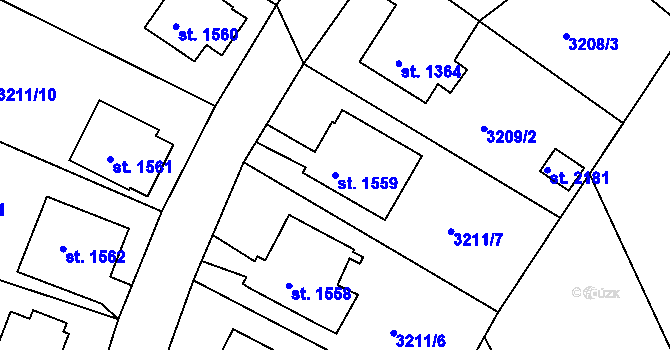 Parcela st. 1559 v KÚ Vizovice, Katastrální mapa