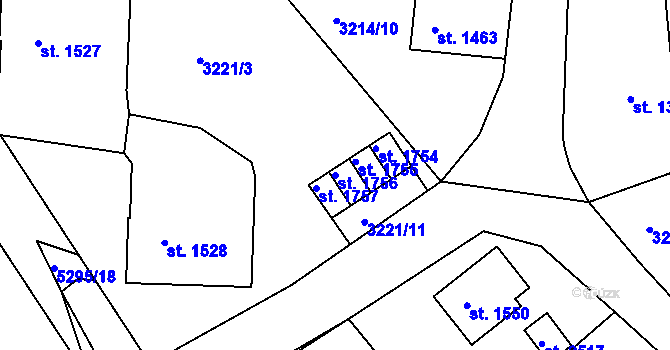 Parcela st. 1756 v KÚ Vizovice, Katastrální mapa