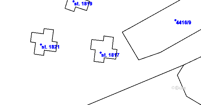 Parcela st. 1817 v KÚ Vizovice, Katastrální mapa