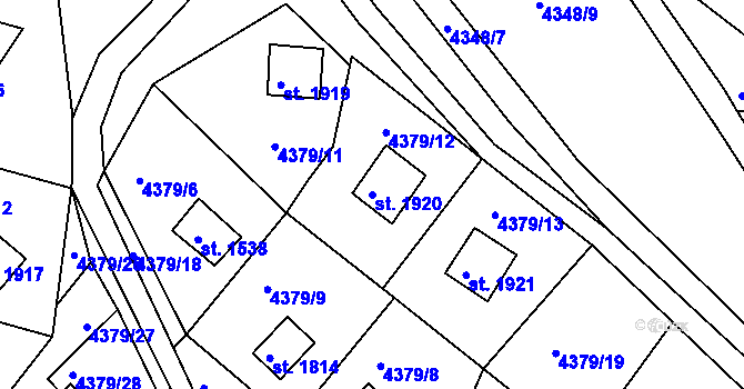 Parcela st. 1920 v KÚ Vizovice, Katastrální mapa