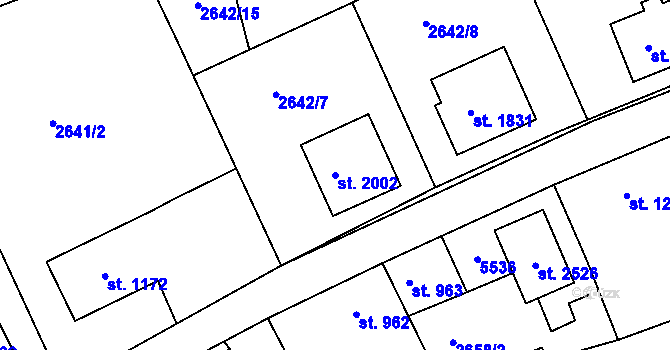 Parcela st. 2002 v KÚ Vizovice, Katastrální mapa