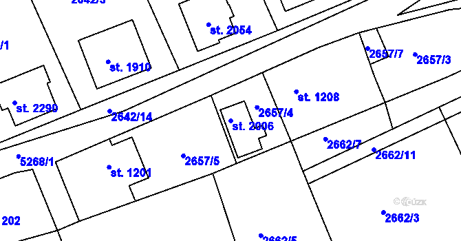 Parcela st. 2006 v KÚ Vizovice, Katastrální mapa