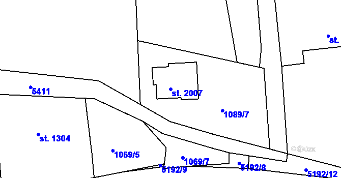 Parcela st. 2007 v KÚ Vizovice, Katastrální mapa