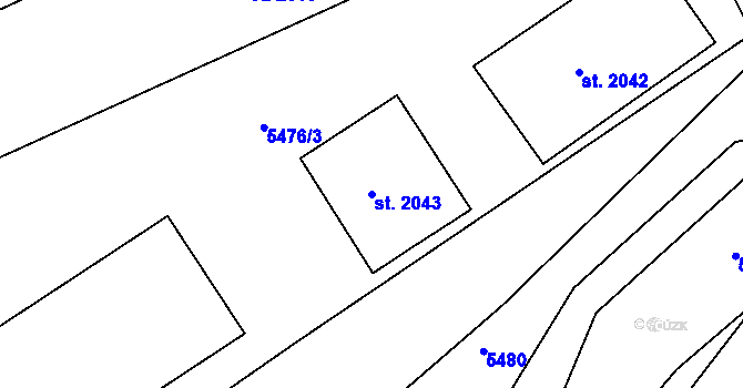 Parcela st. 2043 v KÚ Vizovice, Katastrální mapa