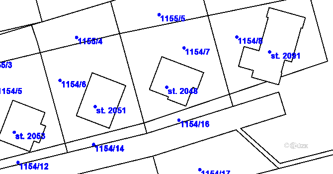 Parcela st. 2048 v KÚ Vizovice, Katastrální mapa