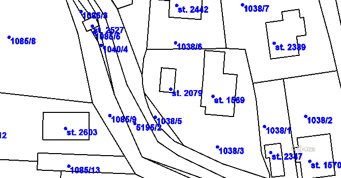 Parcela st. 2079 v KÚ Vizovice, Katastrální mapa