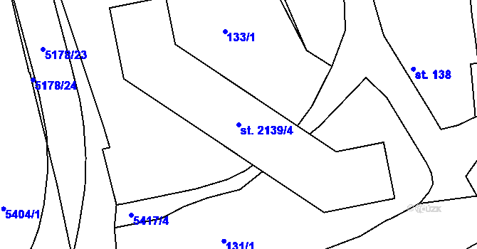 Parcela st. 2139/4 v KÚ Vizovice, Katastrální mapa