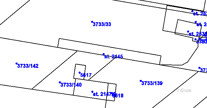 Parcela st. 2145 v KÚ Vizovice, Katastrální mapa