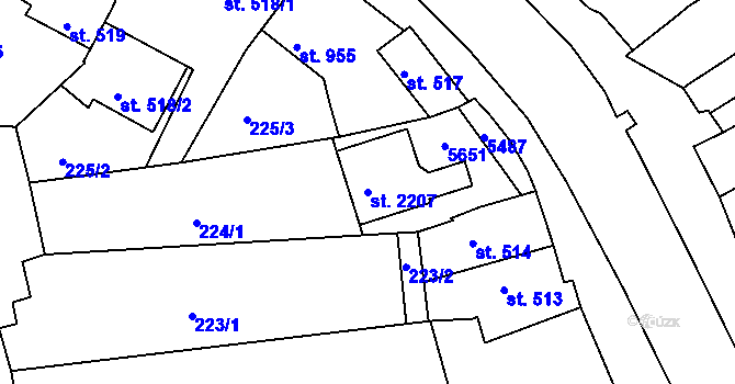 Parcela st. 2207 v KÚ Vizovice, Katastrální mapa