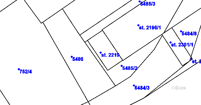 Parcela st. 2219 v KÚ Vizovice, Katastrální mapa