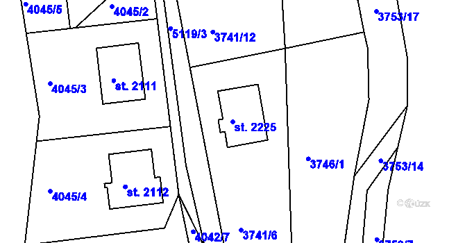 Parcela st. 2225 v KÚ Vizovice, Katastrální mapa