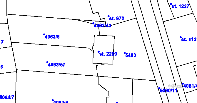 Parcela st. 2269 v KÚ Vizovice, Katastrální mapa