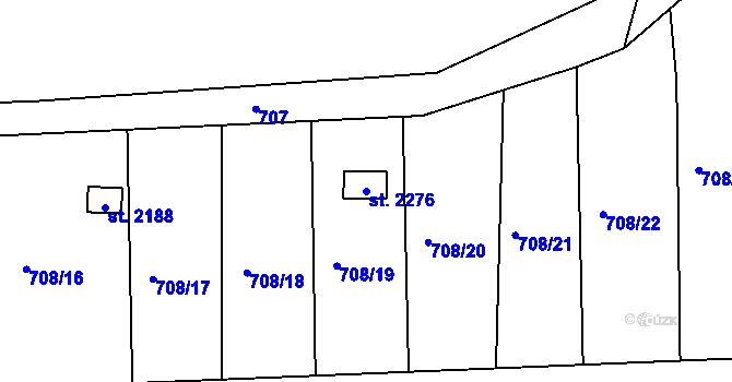 Parcela st. 2276 v KÚ Vizovice, Katastrální mapa