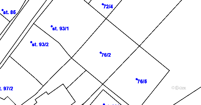Parcela st. 76/2 v KÚ Vizovice, Katastrální mapa