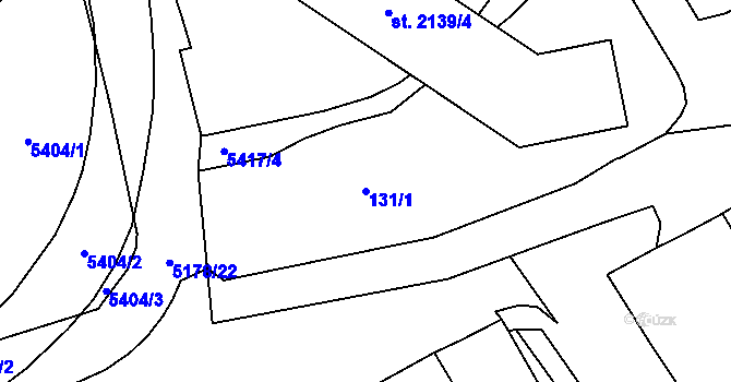 Parcela st. 131/1 v KÚ Vizovice, Katastrální mapa