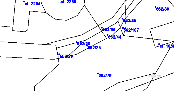 Parcela st. 662/25 v KÚ Vizovice, Katastrální mapa