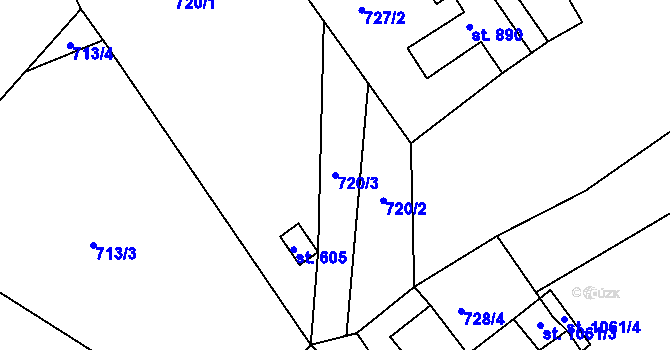 Parcela st. 720/3 v KÚ Vizovice, Katastrální mapa