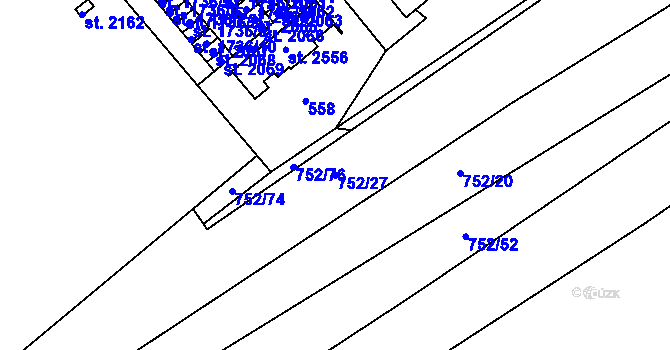 Parcela st. 752/27 v KÚ Vizovice, Katastrální mapa