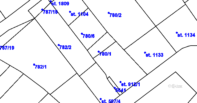 Parcela st. 780/1 v KÚ Vizovice, Katastrální mapa